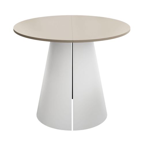 Runder Ausziehtisch LAVA, Tischdurchmesser 120 cm, Weiß / Kaschmir matt