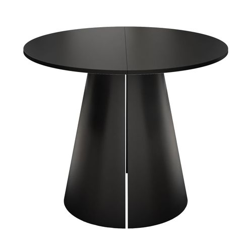 Runder Ausziehtisch LAVA, Tischdurchmesser 100 cm, Schwarz / Schwarz matt