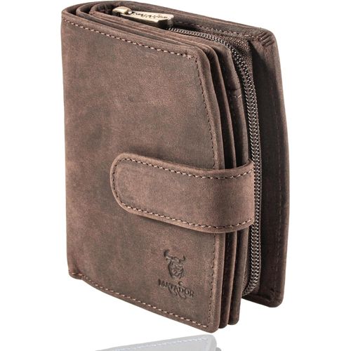 Damen Geldbörse Mittelgroß aus Echtleder mit RFID Schutz, Elegantes Portemonnaie mit vielen Kartenfächern, Münzfach, Geschenkbox, ideal für Frauen