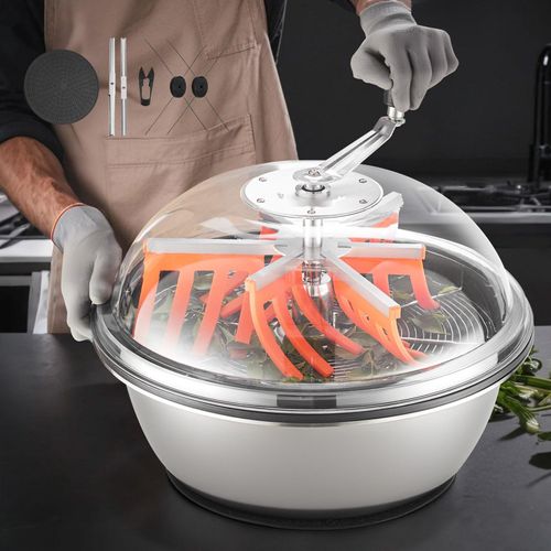 Knospentrimmer - Schüsseltrimmer Manuell 48 cm - Edelstahlklingen - Nass & Trocken - Handkurbel - Schleuderschnitt - Für Blätter & Knospen