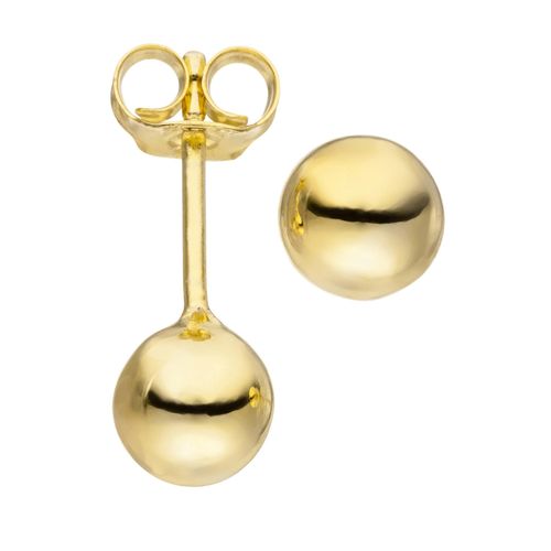 Paar Ohrstecker JOBO "Ohrringe Kugel Kugelohrringe 6 mm", goldfarben, Ohrringe, Damen, 6mm, Silber 925 (Sterlingsilber), 925 Silber vergoldet
