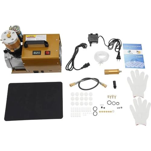PCP Elektro-Kompressor - Boosterpumpe - 300 bar - 220V EU-Stecker - 0–6,8 L - Für Paintball/Tauchflaschen - Gelb