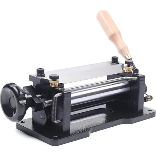 Lederspaltmaschine - Manuell - Einstellbare Dicke 2–6 mm - Max. Breite 7 cm - Klingenlänge 15 cm - Mindestdicke 1 mm - Edelstahl - Schwarz