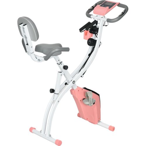 Heimtrainer X-Bike 2-in-1 Fahrradtrainer mit LCD-Display,Pulsmesser, klappbarer Hometrainer Trimmrad mit 8 stufig Magnetwiderstand, 1 Paar Spannseil