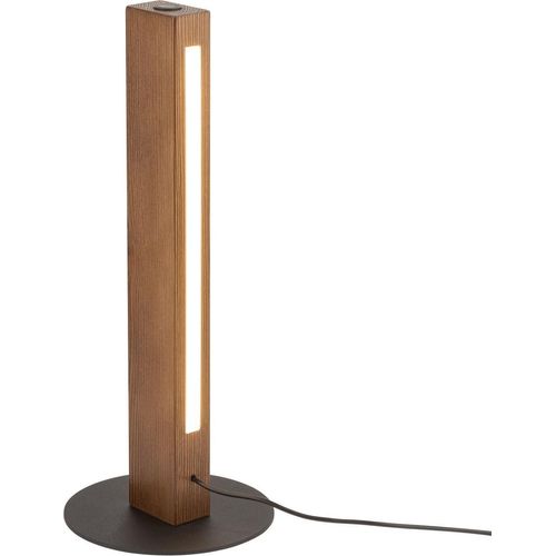 Nachttischlampe LED dimmbar Metall Holz 41,5 cm Schwarz Nuss 3000 K warmweiß 906 lm Skandinavisch