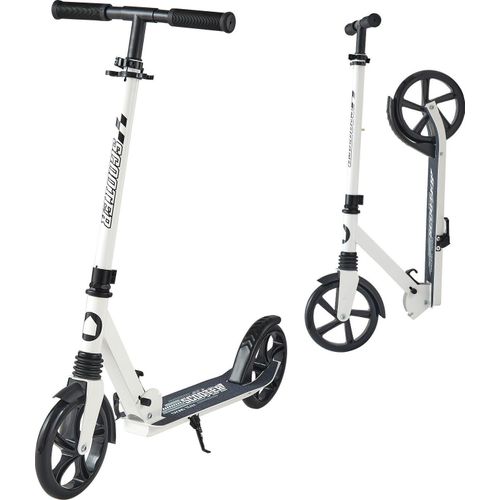 Kinderroller - Cityroller Tretroller, 2 Räder - Für Kinder ab 8 Jahren - Höhenverstellbarer Lenker - Rutschfestes Deck - Klappbar - Bis 100 kg belastbar - Schwarz/Weiß