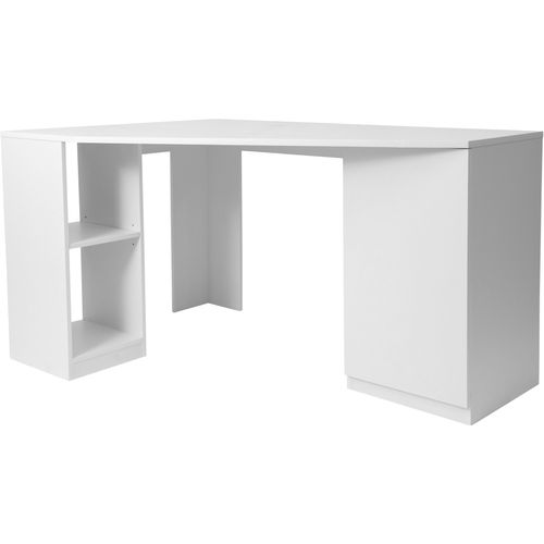 Eckschreibtisch OTTO HOME "AVRIL", weiß, weiß, weiß, B:90cm H:76,2cm T:90cm, Tische, Eckschreibtisch, Regalschreibtisch mit viel Stauraum, Push-to-Open, Breite: 140 cm