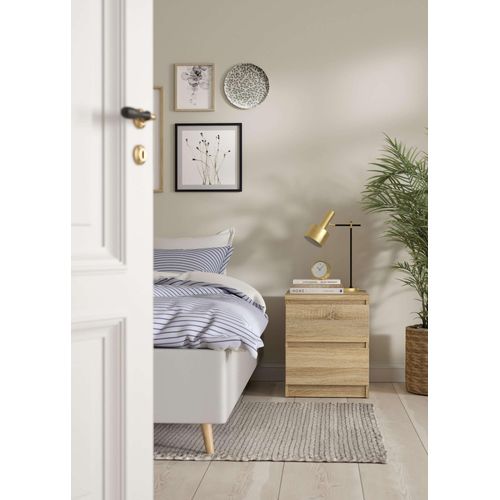 Nachttisch INOSIGN "Naia", eichenfarben, eichenfarben, eichenfarben, B:40,4cm H:49,5cm T:50cm, Tische, Nachttisch, Eleganter Nachttisch mit 2 Schubladen