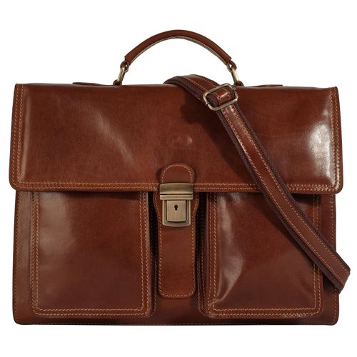 Aktentasche PIKÉ, Gr. B/H/T: 42cm x 30cm x 15cm onesize, braun, Leder, gepflegt, Taschen, echt Leder, Made in Italy