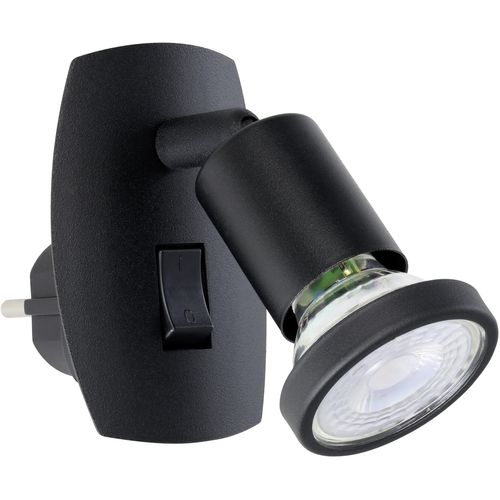EGLO Steckdosenleuchte "PARRINI Steckerlampe - Stahl, Kunststoff - GU10 - 1X4,5W - IP20", schwarz, 1, H: 10cm, 1 Stk., Leuchten, Steckdosenspot, Steckdosenstrahler, Schalfzimmerleuchte, L7 x H10 cm