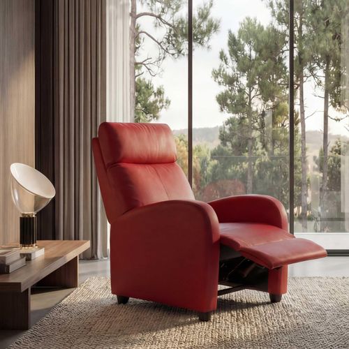 Fernsehsessel Relaxsessel Liege Sessel Denver, Kunstleder rot