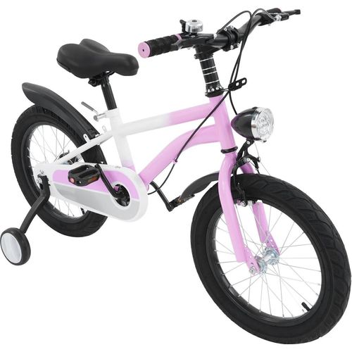Kinderfahrrad - Kinder-Mountainbike - 40 cm Laufräder - Stützräder - LED-Licht - Höhenverstellbar - V-/Scheibenbremse - 5–8 Jahre - Pink
