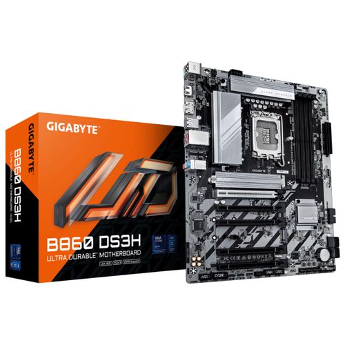 GIGABYTE Mainboard "B860 DS3H Mainboard - Intel Core Ultra CPUs, 8+1+2+2 Phasen VRM, bis z", schwarz, B:27,4cm H:8,3cm T:34cm, Mainboards
