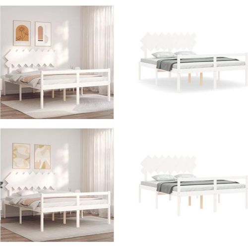 vidaXL Seniorenbett mit Kopfteil 160x200 cm Weiß Massivholz - Seniorenbett - Seniorenbetten - Bett Für Senioren - Betten Für Senioren