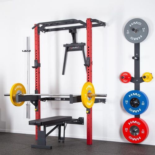 Kraftstation Fitnessstation Wall Rack Dip Station Klimm Latzug + Trainingsbank Fitnessstation Home Gym