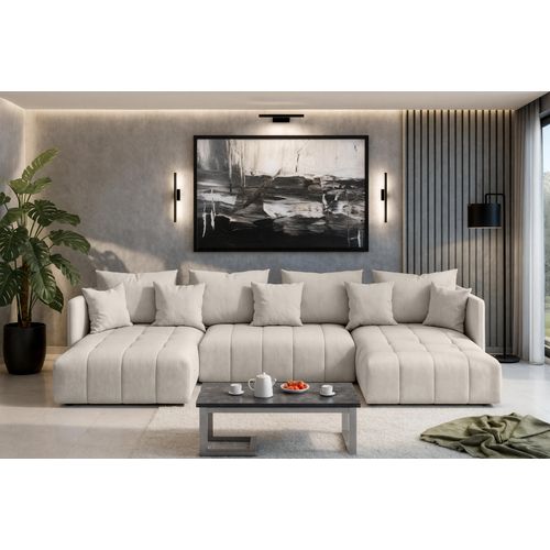 AX LIVING Mersino Eckschlafcouch mit Bettkasten 353 cm beige