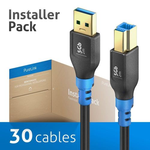 PureLink FlexInstall USB-A auf USB-B Kabel USB 3.0 5Gbps 2.00m - Installer Pack 30 Stk.
