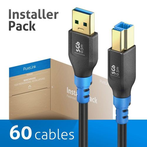 PureLink FlexInstall USB-A auf USB-B Kabel USB 3.0 5Gbps 0.50m - Installer Pack 60 Stk.