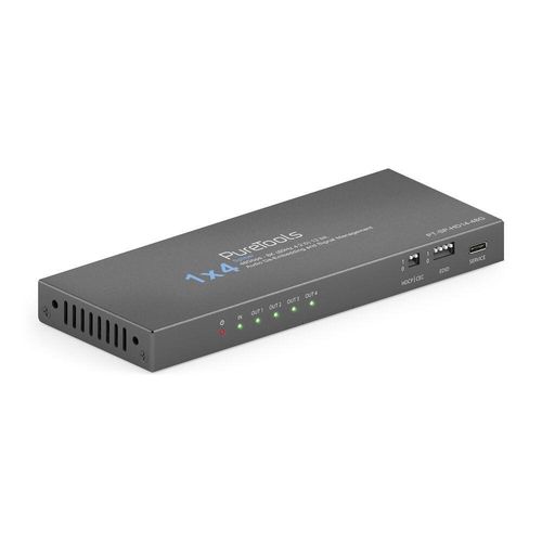PureTools - 1x4 HDMI2.1 Splitter - 48Gbps - 8K (60Hz 4:2:0) 12 bit, Audio De-Embedding und Signal Management