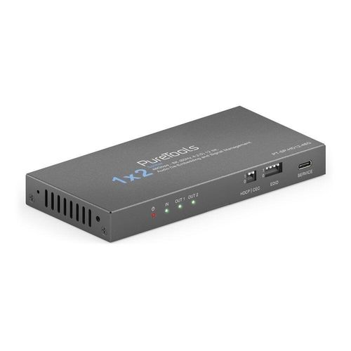 PureTools - 1x2 HDMI2.1 Splitter - 48Gbps - 8K (60Hz 4:2:0) 12 bit, Audio De-Embedding und Signal Management