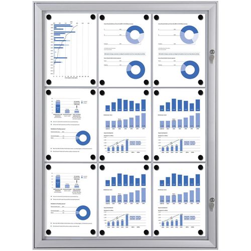 Showdown® Displays S Schaukasten 9x DIN A4 keine-Fach alusilber