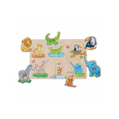 Goki Wooden Background Knob Puzzle Mother and Baby 6 pcs.