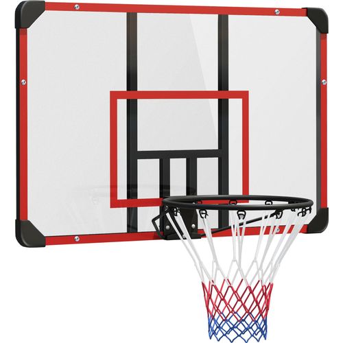 Fortuna Lai Basketballkorb, Basketballbrett mit Korb, Basketballnetz mit Basketballboard, Wandmontage, für Outdoor, Stahl, 113 x 61 x 73 cm, Rot