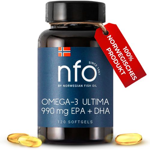 NFO Omega-3 Ultima – Fischöl mit EPA und DHA für Herz- und Gehirngesundheit [120 Softgel-Kapseln]