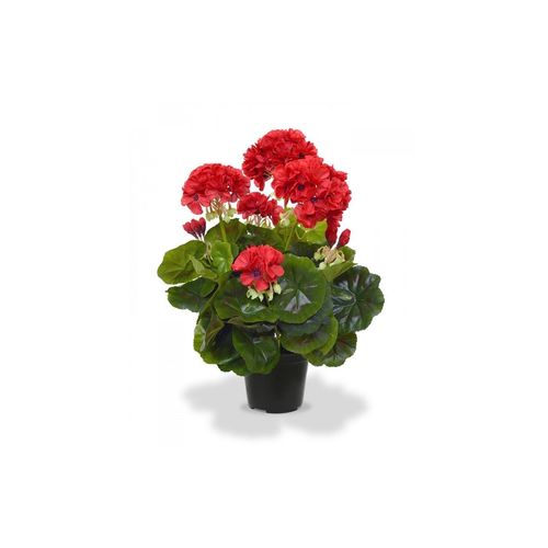 Kunstblume BOTANIC-HAUS "Geranien in Topf 40 cm", rot, B:25cm H:40cm, Kunststoff, Kunstpflanzen, Kunstblume