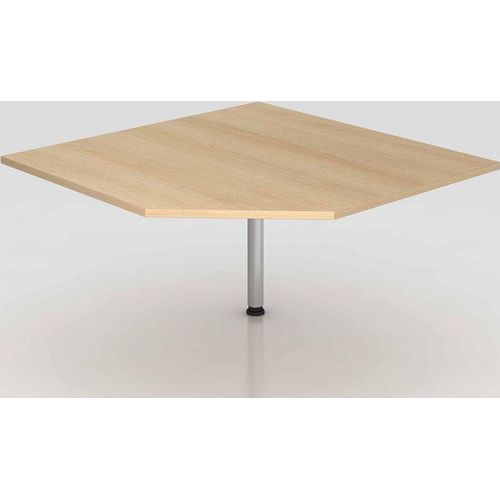 Anbauplatte trapezförmig 120 x 120 cm Eiche, Farbe Gestell:Weiß