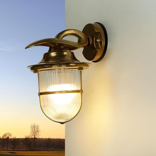 Außenlampe Messing IP64 Maritim E27 Wandleuchte Haus Hof Schiffslampe