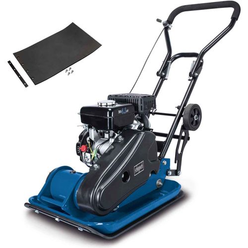 Scheppach Rüttelplatte Benzin HP1900S Verdichter Rüttler | 2PS | 60kg | 17kN Verdichtungsdruck | 30cm Verdichtungstiefe | inkl. Fahrwerk & Gummimatte