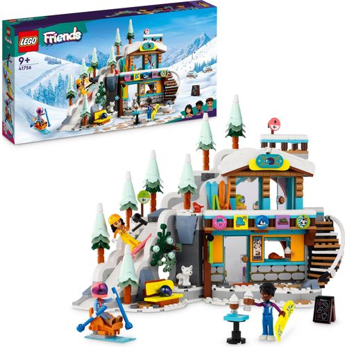 LEGO 41756 Friends Skipiste und Café Winter-Set mit Liann-, Aron- und Zac-Minipuppen und Fuchs-Tierfigur, Spielzeug für Mädchen, Jungen und Kinder, kreatives Weihnachtsgeschenk