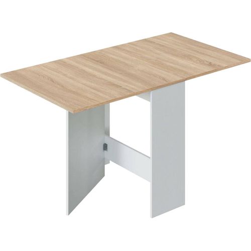 Ausziehbarer Tisch Dmodol, Klappbarer Esstisch mit klappbarer Platte, Klappbarer Hilfstisch, 31x77h78 cm, Weiß und Eiche