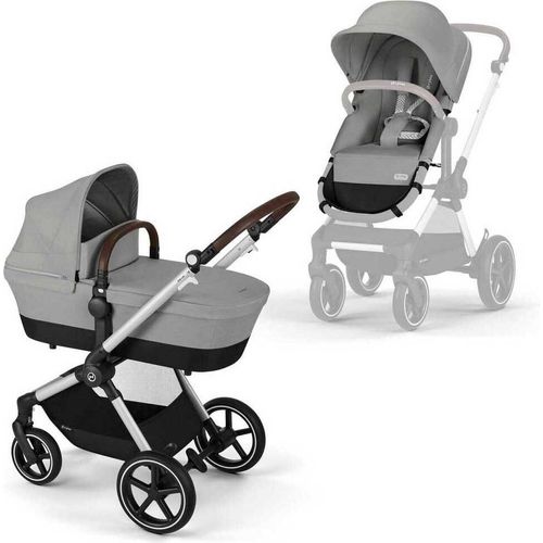 Cybex EOS Lux Kinderwagen (2-in-1 Kinderwagen), Cybex Kinderwagen Gestell:Silver, Farbe:Stone Grey