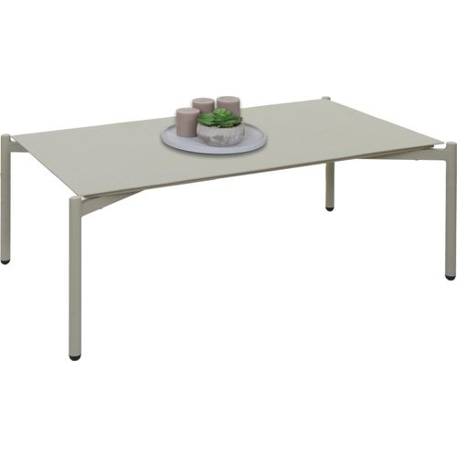 Aluminium-Gartentisch HWC-O11, Outdoor Loungetisch Kaffetisch Tisch Balkontisch, 105x65cm hellgrün