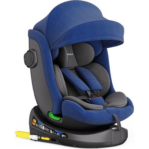 Kindersitz 360° drehbar mit Isofix, ECE R129, 0–36 kg, verstellbar, neigbar, atmungsaktiver Bezug, 5-Punkt-Gurt, Top Tether, Autokindersitz für Babys & Kinder 0–12 Jahre,Farbe:Schwarz / Blau