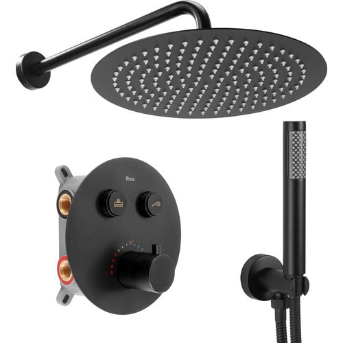 Lungo Unterputzbrauseset Schwarz Thermostat Sku Rea-P8549