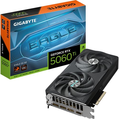 GIGABYTE GeForce RTX 5060 Ti EAGLE OC 8G Grafikkarte - 8GB GDDR7, 128bit, PCI-E 5.0, 2617MHz Core Clock, 3 x DisplayPort, 1 x HDMI, GV-N506TEAGLE OC-8GD