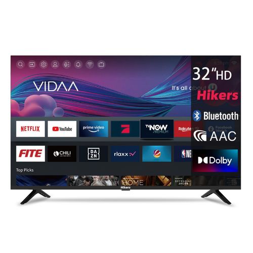 Hikers 32FZ-B Fernseher - 32 Zoll Bildschirm Smart HD 1366*768 Auflösung Android Kompatibel Dolby Atmos Klangqualität - Schwarz