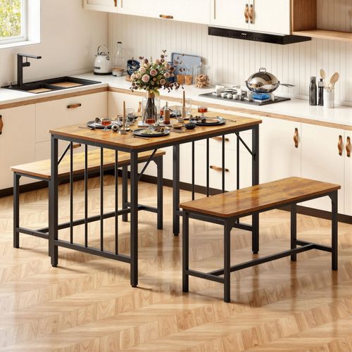 Essgruppe mit Tisch und 2 Stühlen für Küche und Wohnung, 108 x 76 x 77 cm