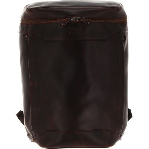 BUCKLE & SEAM Leder Rucksack mit Laptopfach Siwa Leather Backpack Brown - Blue dunkelbraun