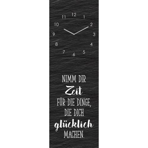 Euroart Wanduhr , Schwarz, Weiß , Glas , 20x60x3.1 cm , Dekoration, Uhren, Wanduhren