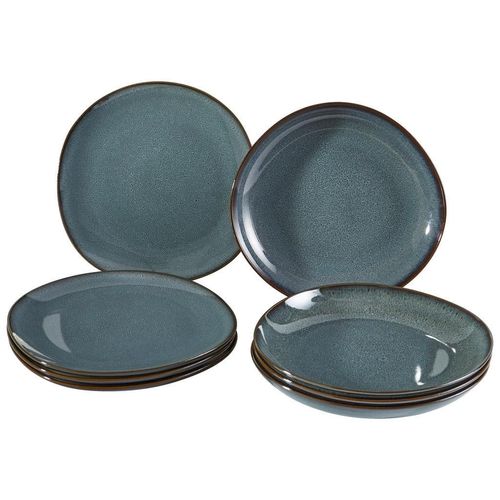 like.Villeroy & Boch Tafelservice Lave Gris, Keramik, 8-teilig, Abstraktes, 28x2.7x28 cm, robust, Essen & Trinken, Geschirr, Geschirr-Sets, Tafelservice