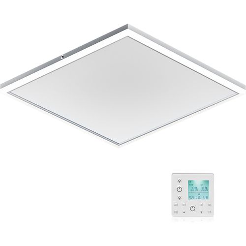 Wiltec Infrarot Deckenheizung 370 W, Infrarotheizung Deckenmontage mit LED-Beleuchtung 65,5 x 63 x 3,5 cm, Infrarot Heizung mit Thermostat