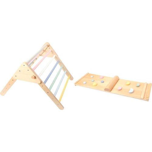 Pikler Dreieck Set mit Montessori Brett - Pastell | das Indoor Klettergerüst