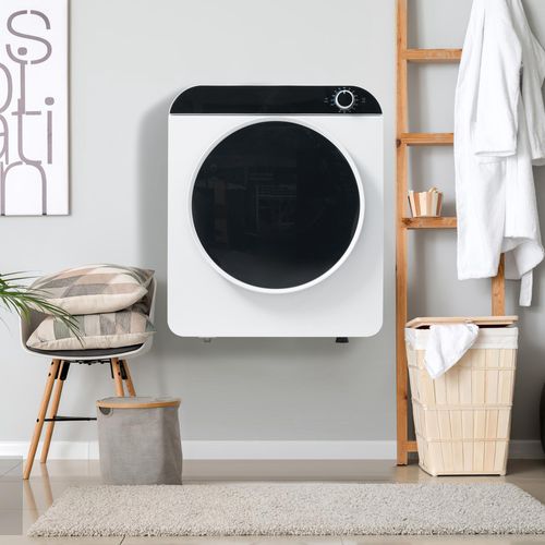 Merax Ablufttrockner, Wäschetrockner 3kg (4,5kg), Mini Wäschetrockner 830W, wandmontierbarer, 4 Programme, Überhitzungsschutz, , Weiß