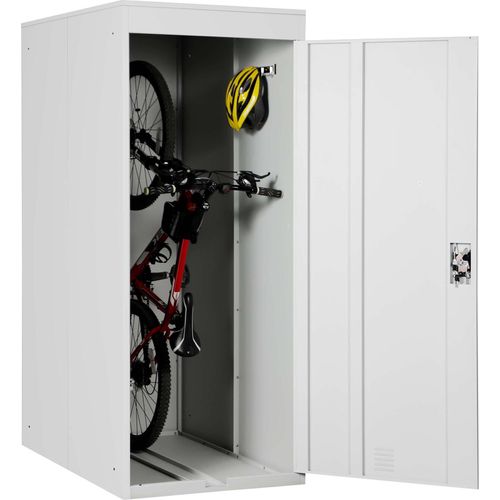 Fahrradgarage HWC-H66, Fahrradbox Gerätehaus Fahrradunterstand, erweiterbar abschließbar Metall hellgrau