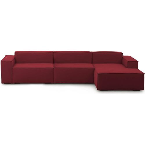 Festes Sofa Dmaiol, Modulares 4-Sitzer-Sofa mit rechter Halbinsel, 100% Italy, Modernes Sofa aus Stoff, Cm 340x170h70, Rot