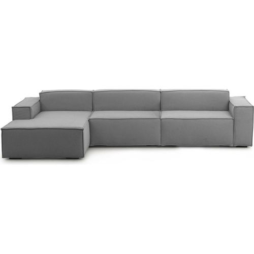 Festes Sofa Licia, Modulares 4-Sitzer-Sofa mit linker Halbinsel, 100% Italy, Modernes Sofa aus Stoff, Cm 340x170h70, Grau